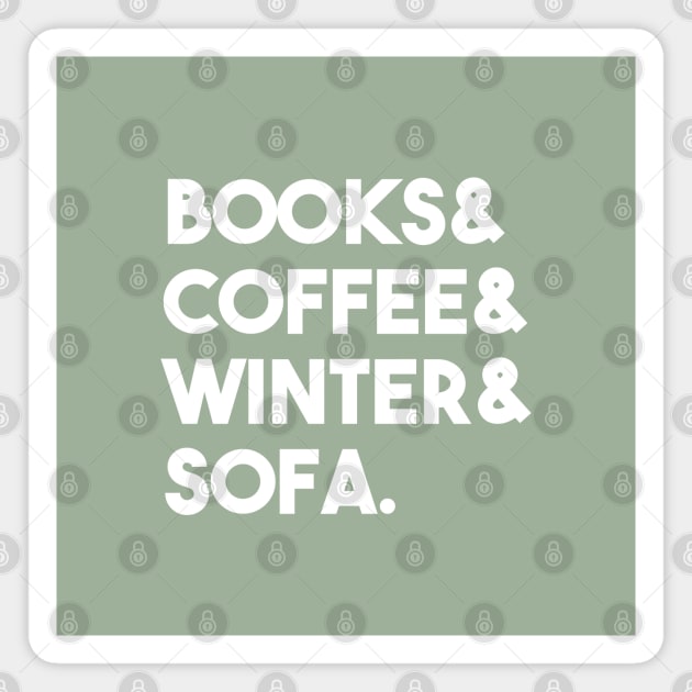 Books coffee winter sofa Magnet by eveline